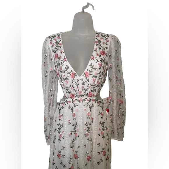 Mac Duggal New 70159 White Floral Embroidered Long Sleeve A-Line Cut Out Gown 0 - Picture 6 of 9